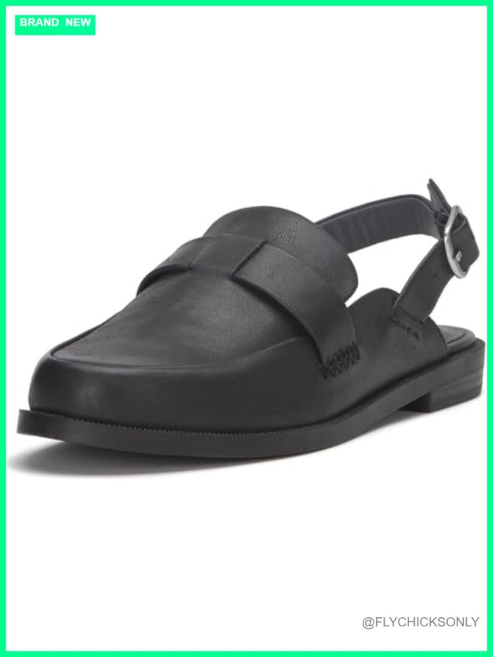 Lucky Brand Louisaa Slingback Mule Leather Round Toe Buckle Casual Flat